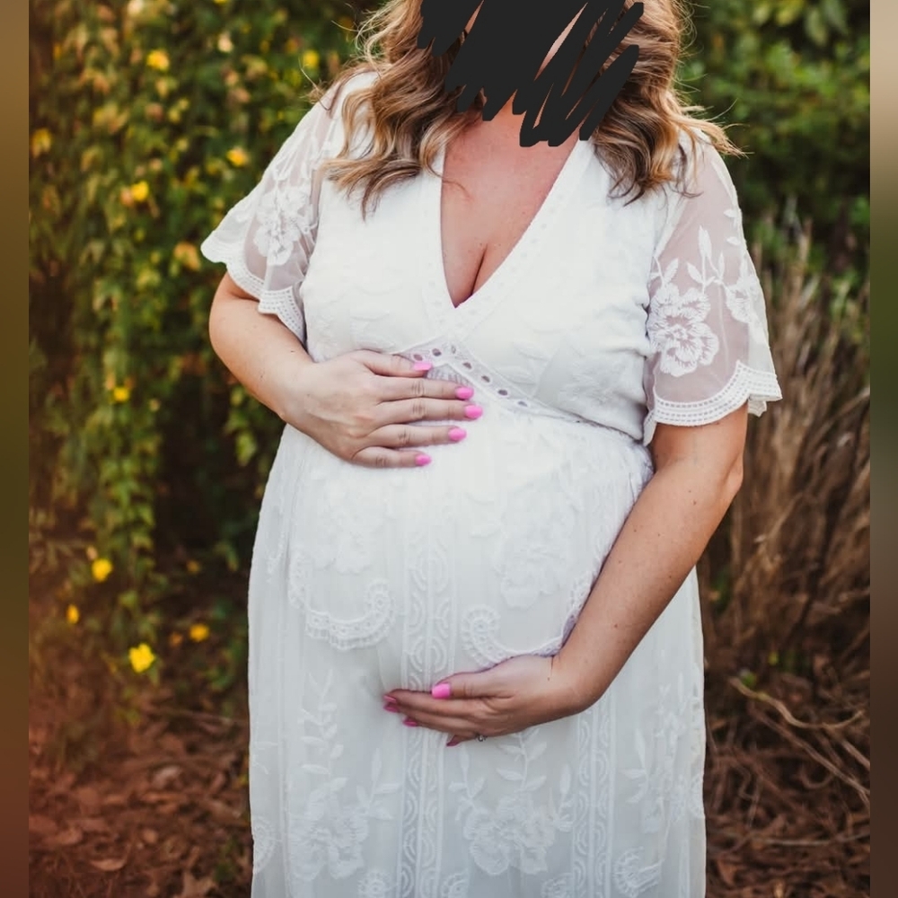 White Lace Maternity Dress